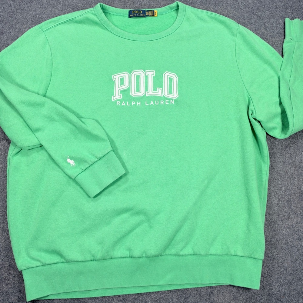 Polo Ralph Lauren Mens XXL Green Varsity Logo Sweatshirt LSCNM3-LONG SLEEVE